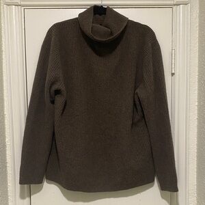 Quince Mongolian Cashmere Brown Ribbed Turtleneck Sweater